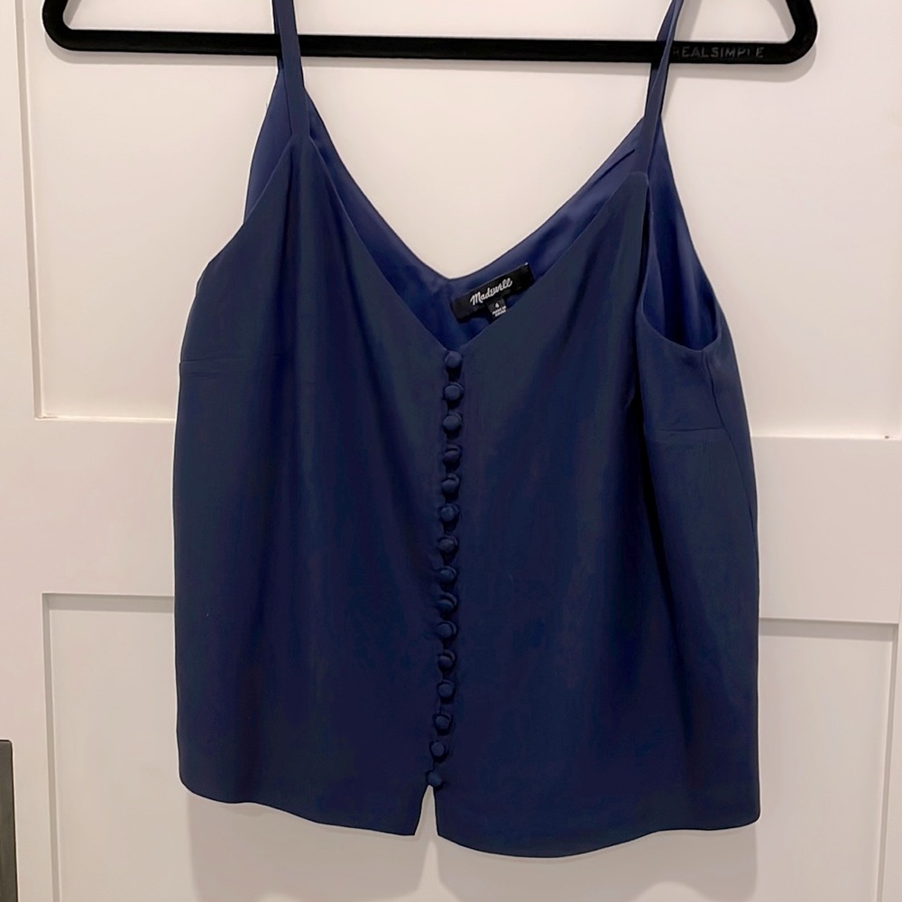 Madewell navy blue button down camisole silk top size 4 in perfect condition